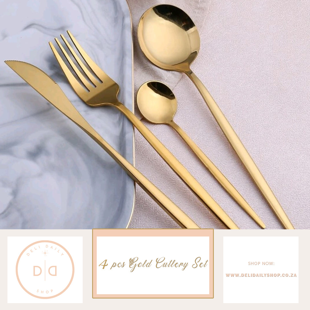 4 Pcs Gold Luxury Cutlery Set