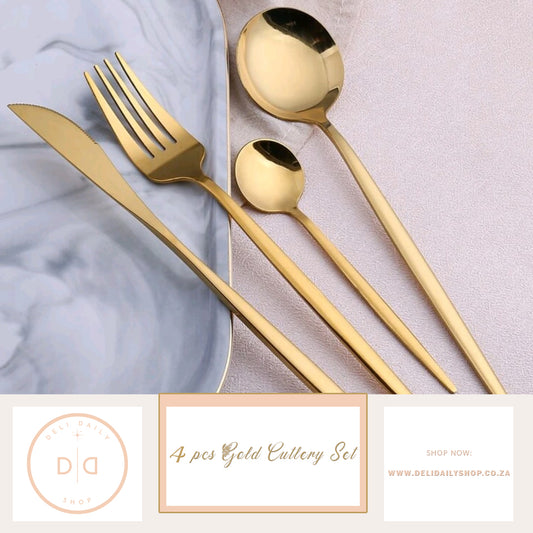 4 Pcs Gold Luxury Cutlery Set